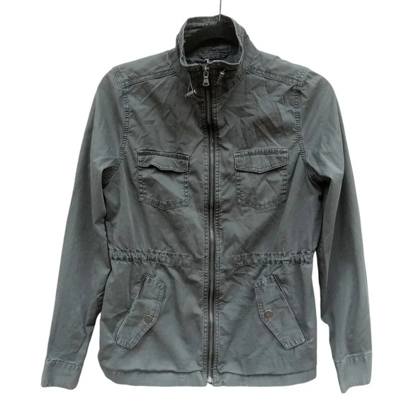 Women’s Sonoma Gray Full Zip Utility Jacket Size S Cargo W/pockets & Cinch Tie - Picture 1 of 5